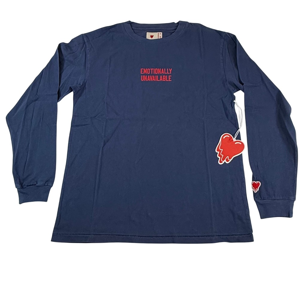Emotionally Unavailable Navy Blue Long Sleeve Graphic T-Shirt EU-FW22-LS-01 S
